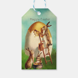 Etiqueta Para Presente Páscoa De Ovos De Coelho Retro Vintage