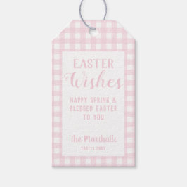 Etiqueta Para Presente Páscoa Deseja Gingham Rosa Bebê Personalizado