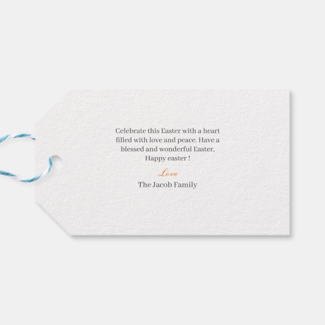 Etiqueta Para Presente Páscoa Elegante Caligrafia Floral Cruz Cristã (Verso Horizontal)