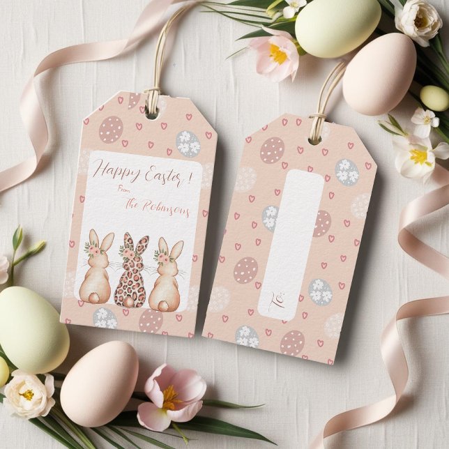 Etiqueta Para Presente Páscoa Personalizada do Coelhinho (Personalized Boho Bunny Easter Gift Tags)