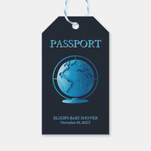 Etiqueta Para Presente Passaporte do Globo Azul Chuveiro de Bebê Viagem