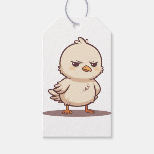 Etiqueta Para Presente Passarinho Bebê Engraçado e Mal-Humorado Kawaii Ca