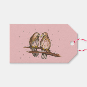 Etiqueta Para Presente Pássaro-do-pescoço-branco-rosa-Dia de os namorados