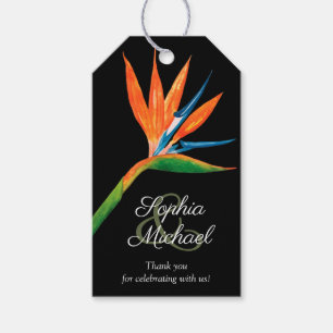 Etiqueta Para Presente Pássaro Tropical do Casamento do Paraíso Obrigad