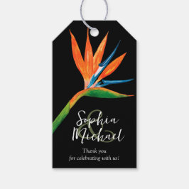 Etiqueta Para Presente Pássaro Tropical do Casamento do Paraíso Obrigado