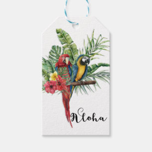 Etiqueta Para Presente Pássaros Paraíso Insular Floral Tropical Botânico