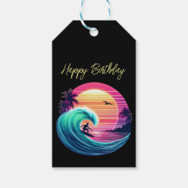 Etiqueta Para Presente Passear a onda ao pôr do sol