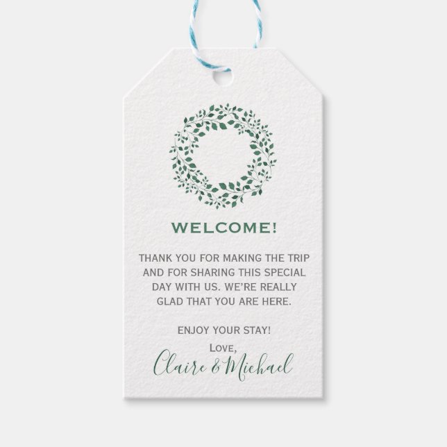 Etiqueta Para Presente Pasta verde de aquarela | Boas-vindas (Frente)