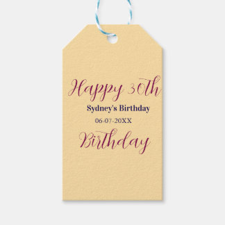 Etiqueta Para Presente Pastel orange happy 30th birthday name date purple