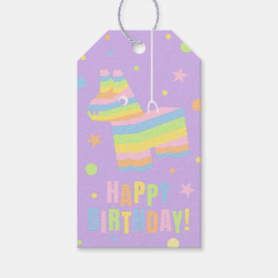 Etiqueta Para Presente Pastel Pinata Feliz Aniversário Confetes