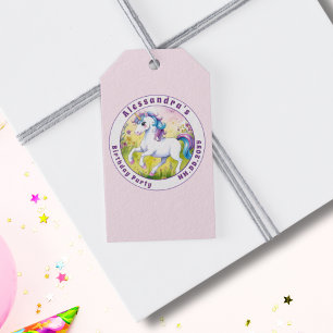 Etiqueta Para Presente Pastel Unicórnio Mágico Aniversário Personalizado