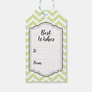 Etiqueta Para Presente Pastel Verde e Branco Chevron Casamento Aniversári