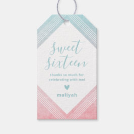 Etiqueta Para Presente Pastel Watercolor Sweet 16 Obrigado Aqua