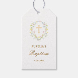 Etiqueta Para Presente Pastel Wildflower Baptism Gift Tags
