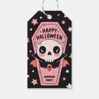 Etiqueta Para Presente Pasteloween Vampiro Caixão Assustador Fofo Hallowe