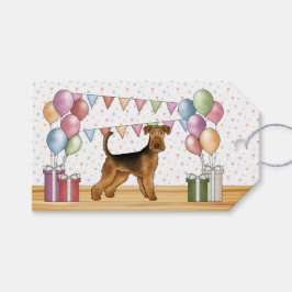 Etiqueta Para Presente Pastor Airedale Colorido Pastel Feliz Aniversário