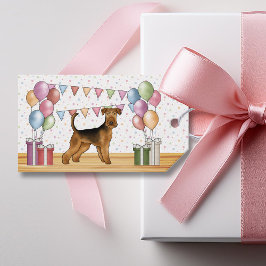 Etiqueta Para Presente Pastor Airedale Colorido Pastel Feliz Aniversário