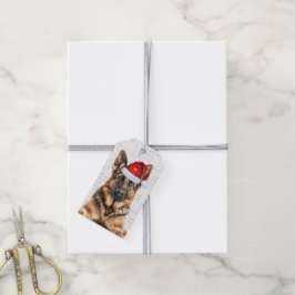 Etiqueta Para Presente Pastor Alemão Festivo Natal Cachorro Natal
