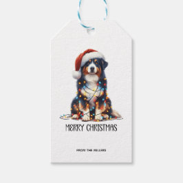 Etiqueta Para Presente Pastor australiano molhado à luz de Natal