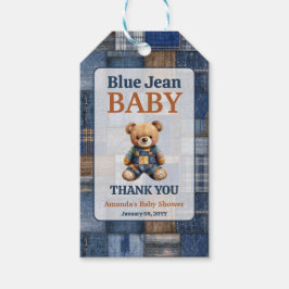 Etiqueta Para Presente Patchwork Western Denim Bear Blue Jean Baby Shower