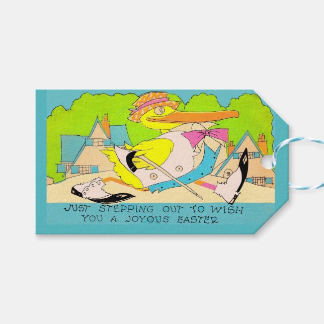 Etiqueta Para Presente Pato de Páscoa alegre (Frente (horizontal))