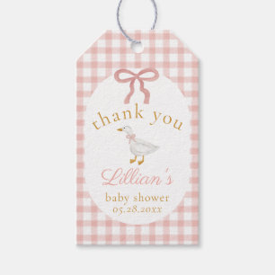 Etiqueta Para Presente Pato Tolo Rosa Xadrez Baby Shower Agradecimento