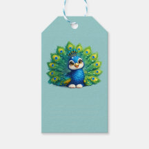 Pavão Fofo com Olhos Grandes Design de Pássaro Kaw