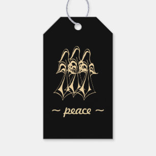 Etiqueta Para Presente Paz! Angel Dourado em preto