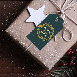Etiqueta Para Presente Paz Azul-Verde, Joy, Dourada Fúria de Natal