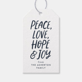 Etiqueta Para Presente Paz de Natal amor esperança alegria marinho azul N