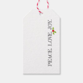 Etiqueta Para Presente PAZ Feriada. AMOR. JOY. Natal Holly Festivo