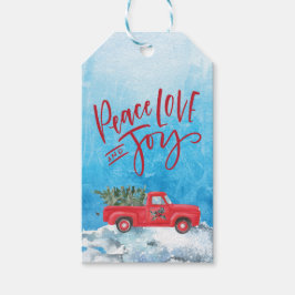 Etiqueta Para Presente Paz Joy Love Snow Red Truck