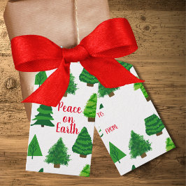 Etiqueta Para Presente Paz na Terra Árvores de Natal