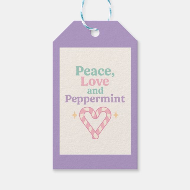 Etiqueta Para Presente Peace, Love and Peppermint (Frente)