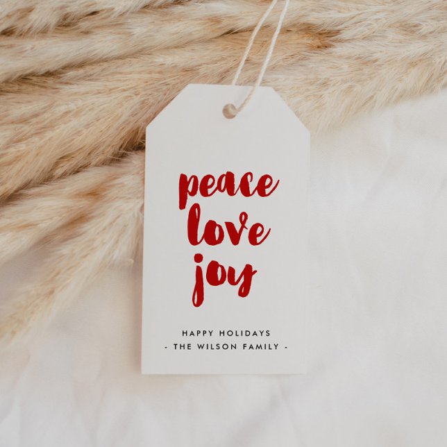 Etiqueta Para Presente Peace Love Joy Modern Holiday (Criador carregado)