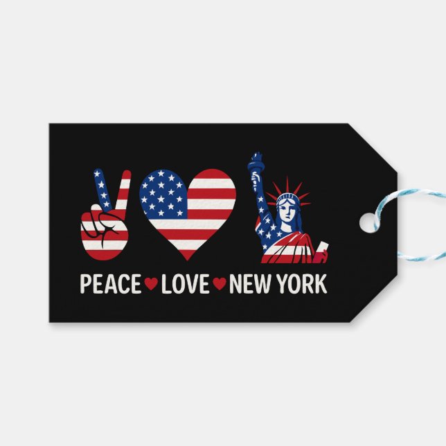 Etiqueta Para Presente Peace Love New York (Frente (horizontal))