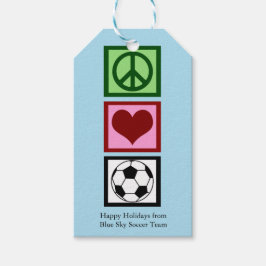 Etiqueta Para Presente Peace Love Soccer Blue Custom Christmas Party