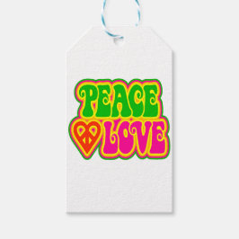 ETIQUETA PARA PRESENTE PEACE LOVE TIE DYE HIPPIE SYMBOL GIFT TAGS