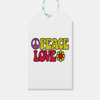ETIQUETA PARA PRESENTE PEACE LOVE TIE DYE HIPPIE SYMBOL GIFT TAGS