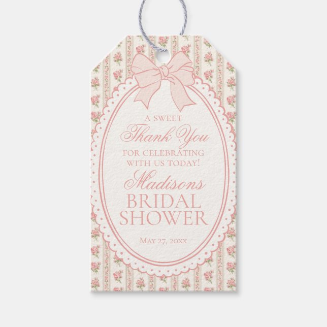 Etiqueta Para Presente Peach and Beige Fancy Floral Bridal Shower Favors (Frente)