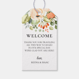Etiqueta Para Presente Peach Floral Wedding Bag de Boas-Vindas