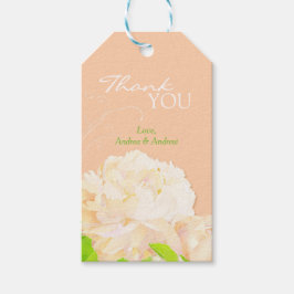 Etiqueta Para Presente Peach Peony Floral Weding Obrigado