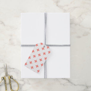 Etiqueta Para Presente Peach polka cruza em branco