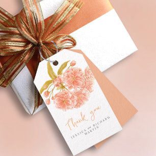 Etiqueta Para Presente Peach primavera floresce flores de arte obrigado d