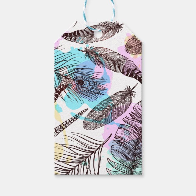 Etiqueta Para Presente Peacock Feather (Frente)