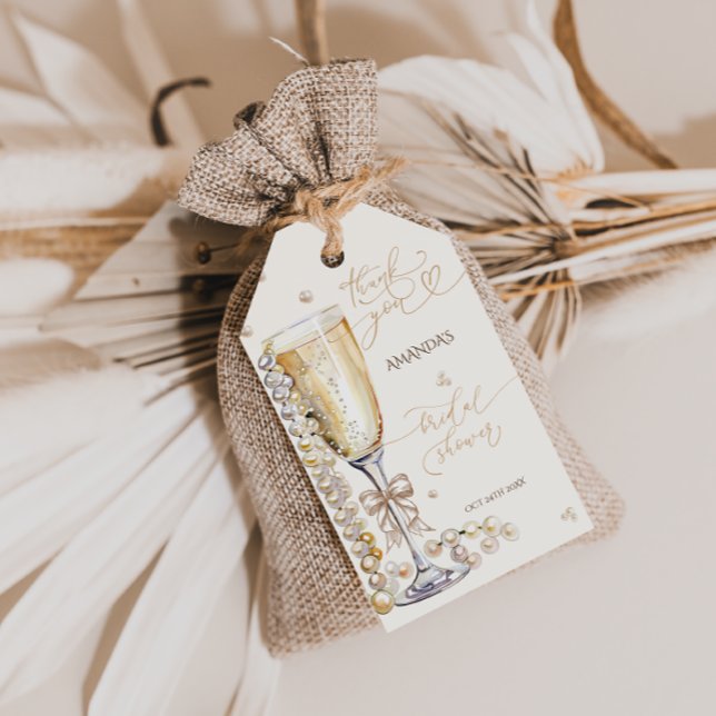Etiqueta Para Presente Pearly & Prosecco Noiva Obrigada (Criador carregado)