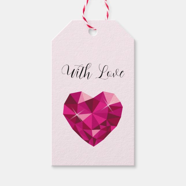 Etiqueta Para Presente Pedra Preciosa do Coração Com Amor (Frente)