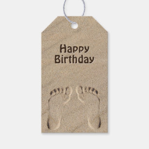 Etiqueta Para Presente Pegadas No Aniversário Da Areia