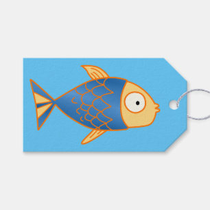 Etiqueta Para Presente Peixe azul e Dourado