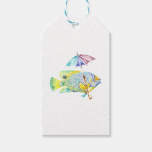 Etiqueta Para Presente Peixe com guarda-chuva